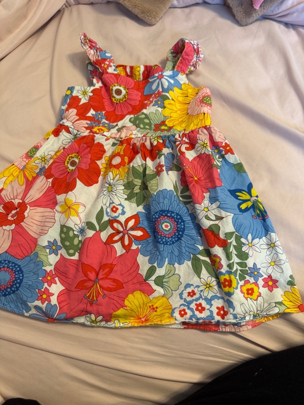 Girls Floral Cotton Sundress in Bright Multicolor